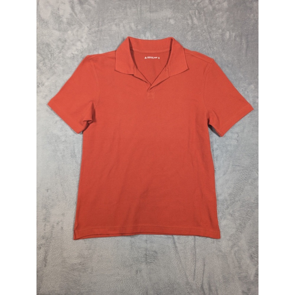 American Giant Polo Shirt Mens Small Orange Pique Cotton Made in USA